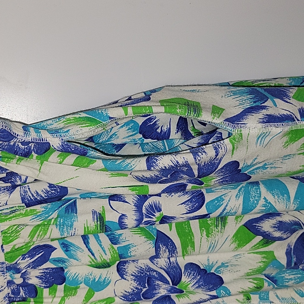 Women's Chaus Large Blue / Green & White Maxi Pullon Skirts With Pockets - Picture 3 of 5